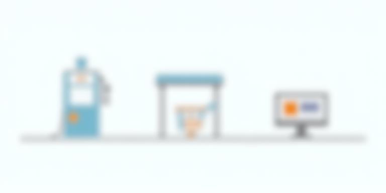 Symbole für Tankstelle, Trafik, Online-Shop